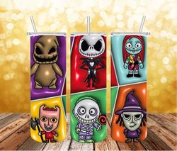 inflated halloween nightmare christmas tumbler design png, 3d spooky vibes 20 oz tumbler wrap, nightmare scary tumbler