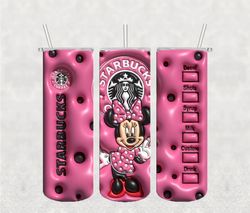 3d inflated puff minnie starbucks coffee, 3d inflated tumbler wrap, 20oz skinny tumbler png, minie png, png file