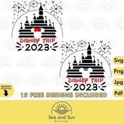 family trip bundle 2023 svg, family vacation svg, vacay mode svg, magical kingdom, svg, png files for cricut sublimation