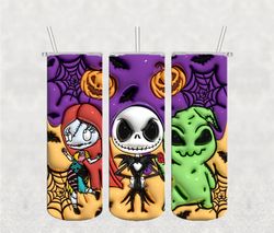 inflated cartoon halloween tumbler design png, 3d spooky vibes tumbler wrap, 20oz sublimation, 3d nightmare scary tumble