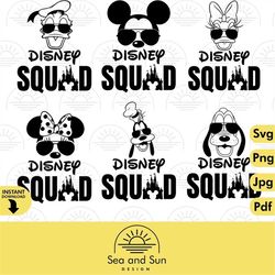 bundle squad svg, mouse and friends, family vacation svg, vacay mode svg, magical kingdom svg, svg, png files for cricut