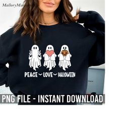 peace love halloween png, pumpkin spice png, halloween png, retro halloween png, spooky season png, fall png, ghost png,