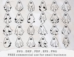 ghost bundle svg, cute ghost clipart, spooky season svg, ghost outline svg, kids halloween svg, minimalist ghost svg, lo