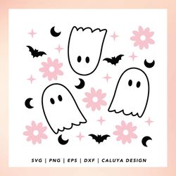 cute ghost svg | cute halloween svg | halloween seamless pattern svg | retro halloween svg | spooky svg | svg for cricut