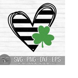 Saint Patrick's Day Heart - Instant Digital Download - svg, png, dxf, and eps files included! Shamrock, Clover, Stripes,