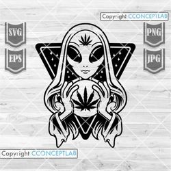 alien weed crystal ball svg | alien svg | weed svg | cannabis svg | marijuana svg | alien clipart | weed cufile | joint