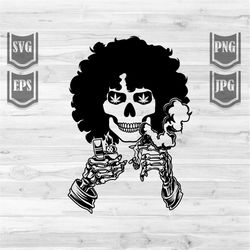 afro skull smoking weed svg | high dope black woman dxf | 420 rasta shirt png | cannabis cutfile | marijuana stencil | k