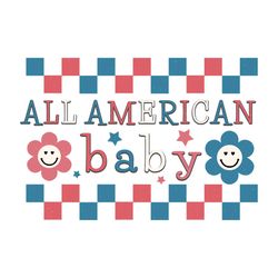 all american flag floral smiley face baby png