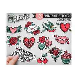 printable valentines day sticker files, valentines day png file, valentines day printable sticker file, printable planne