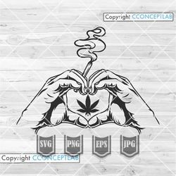 smoking weed heart sign svg | joint clipart | cannabis stencil | marijuana dxf | 420 shirt png | rasta high dope cutfile