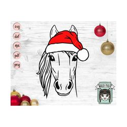 horse santa hat svg file, horse with hat svg, christmas svg file, horse svg, christmas cut file, christmas santa hat svg