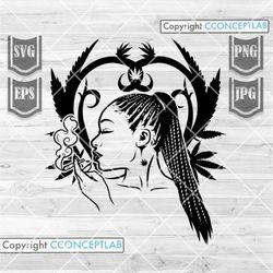 braided afro smoking weed svg | rasta black woman stencil | dope stoner chic dxf | cannabis clipart | marijuana cutfile