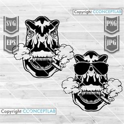 dinosaur smoking weed svg | high dino clipart | dope tyrannosaurus rex cut file | rasta t-rex dxf | 420 cut file | canna