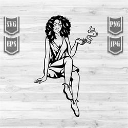 afro girl smoking joint svg | black dope diva clipart | cannabis cut file | marijuana stencil | 420 kush life dxf | high