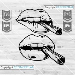2 smoking weed joint lips || svg file || lips svg || smoking joint svg || weed svg || smoking marijuana || cannabis svg