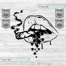 sexy lips smoking joint svg | dripping weed clipart | cannabis cutfile | marijuana stencil | 420 shirt png | rasta stone