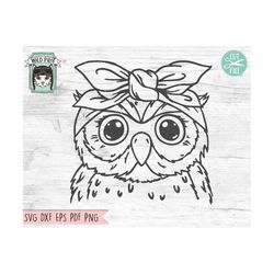 owl bandana svg, owl svg file, owl cut file, owl with bandana, bandana owl svg, animal face, owl with scarf, owl head sc