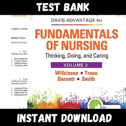 instant pdf download - all chapters - davis advantage for fundamentals of nursing (2 volume set) 4th edition judith m. wilkinson, leslie s. treas test bank