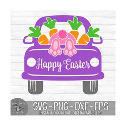 happy easter - instant digital download - svg, png, dxf, and eps files included! easter truck, back of truck, bunny