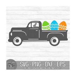 easter truck - instant digital download - svg, png, dxf, and eps files included! vintage truck, easter eggs, truck & egg