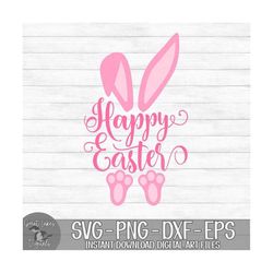 happy easter  - instant digital download - svg, png, dxf, and eps files included! pink easter bunny, bunny feet & ears,