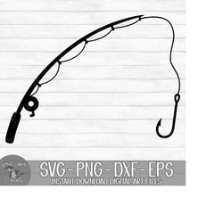 fishing pole - instant digital download - svg, png, dxf, and eps files included! fishing hook, fishing rod