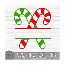 candy canes - instant digital download - svg, png, dxf, and eps files included! christmas, split monogram, name frame