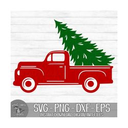 christmas truck & tree - instant digital download - svg, png, dxf, and eps files included! vintage truck, christmas tree