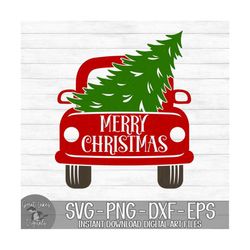 merry christmas truck & tree - instant digital download - svg, png, dxf, and eps files included! back of truck, christma
