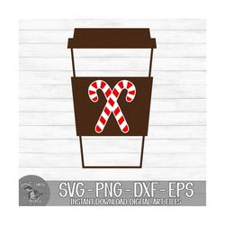 peppermint mocha - instant digital download - svg, png, dxf, and eps files included! christmas, coffee cup, candy canes