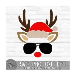 Reindeer Sunglasses & Santa Hat - Instant Digital Download - svg, png, dxf, and eps files included! - Christmas, Reindee