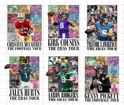 kirk cousins, aaron rodgers eras, trevor lawrence, christian mccaffrey, kenny pickett, jalen hurts the eras tour bunlde