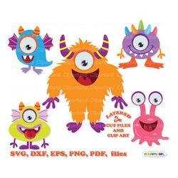 instant download. cute monsters cut files and clip art. personal and commercial use. m_61.