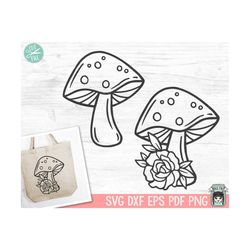 mushroom svg, mushroom cut file, mushroom clipart, mushroom vector, mushroom png, floral mushroom svg, mushroom dxf, flo