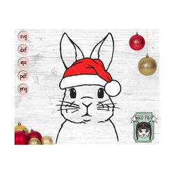 bunny santa hat svg file, bunny with hat svg, christmas svg file, rabbit svg, christmas cut file, christmas santa hat, b