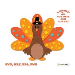 INSTANT Download. Cute turkey svg cut file and clip art. Commercial license is included ! T_15.