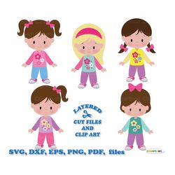 instant download.  cute little girl svg cut file and clip art. commercial license is included ! g_25.