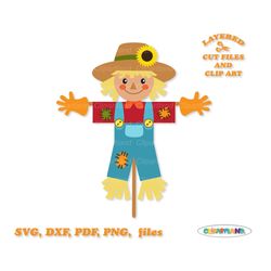 instant download. cute scarecrow svg cut file and clip art. commercial license is included ! s_13.