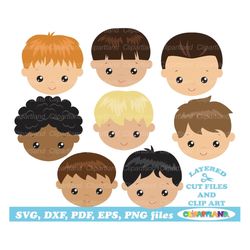 instant download. cute boy face svg cut files and clip art. hairstyle. commercial license is included up to 500 uses! bf