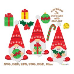 instant download. cute christmas gnomes svg cut files and clip art. personal and commercial use. cgnome_1.
