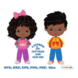 instant download. back to school. cute school children svg cut file and clip art. commercial license is included ! s_7.