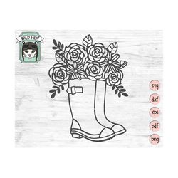 rain boots svg file, rain boots with flowers svg file, wellington boots svg cut file, wellies, rain boots svg clipart, r