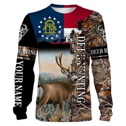 Deer Hunting Georgia Flag Custom name All over print long sleeves, T-shirts, Hoodie &8211 FSD39