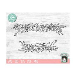 Flowers SVG file, Flower Border SVG, Flower cut file, line divider svg, Floral Border, Wedding, Sign, Flower Frame, Acce