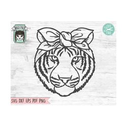 tiger bandana svg, tiger svg file, tiger cut file, tiger with bandana, bandana tiger svg, animal face, tiger with scarf,