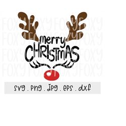 merry christmas reindeer svg/png/jpg, cute reindeer face sublimation design eps dxf, funny baby christmas cricut silhoue