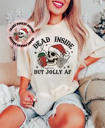 dead inside but christmas png, retro christmas png, skeleto