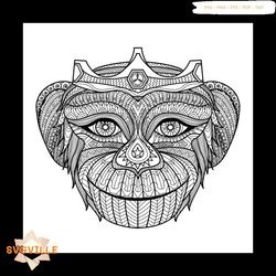 monkey zentangle monkey pattern animal svg