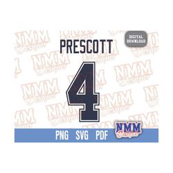 prescott jersey svg png, pdf, svg files for cricut, vinyl cut file, for shirts and mugs, iron on school sports