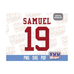 samuel jersey svg png, pdf, svg files for cricut, vinyl cut file, for shirts and mugs, iron on school sports